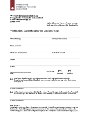 Anmeldeformular Weiterbildung